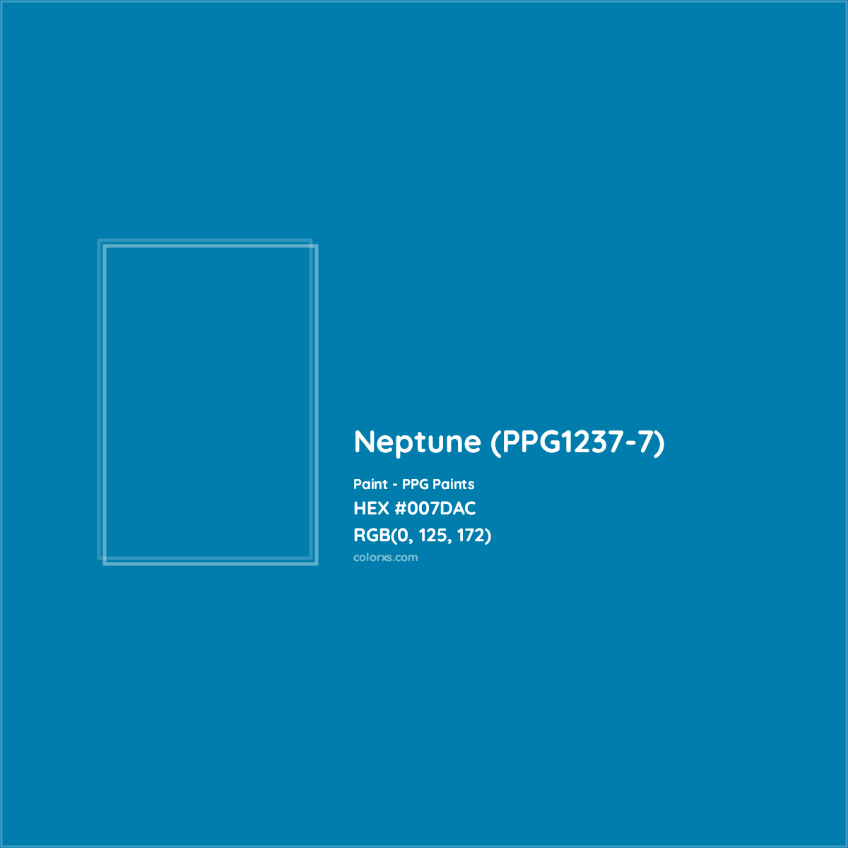 HEX #007DAC Neptune (PPG1237-7) Paint PPG Paints - Color Code