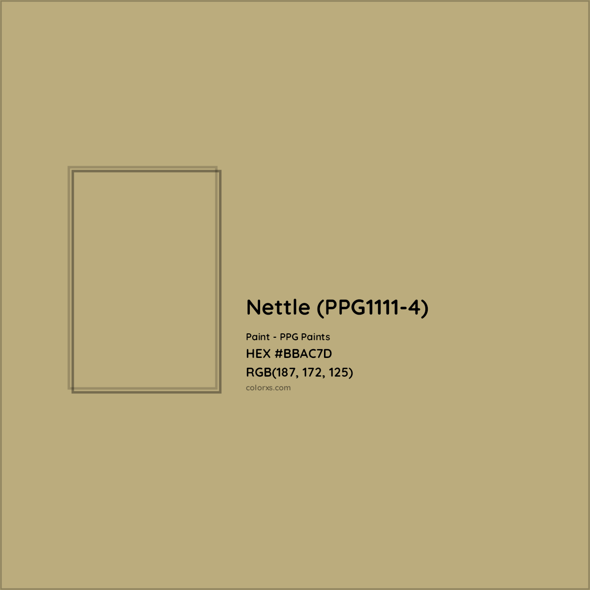 HEX #BBAC7D Nettle (PPG1111-4) Paint PPG Paints - Color Code