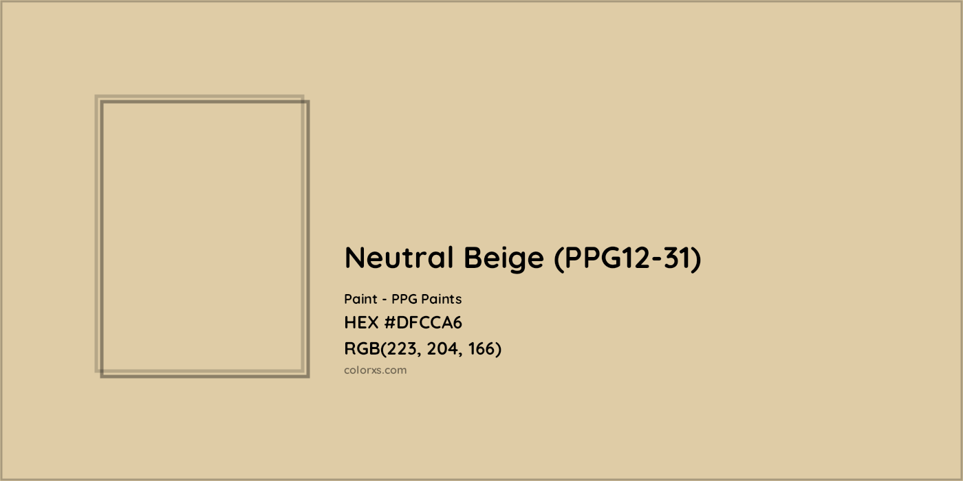 HEX #DFCCA6 Neutral Beige (PPG12-31) Paint PPG Paints - Color Code