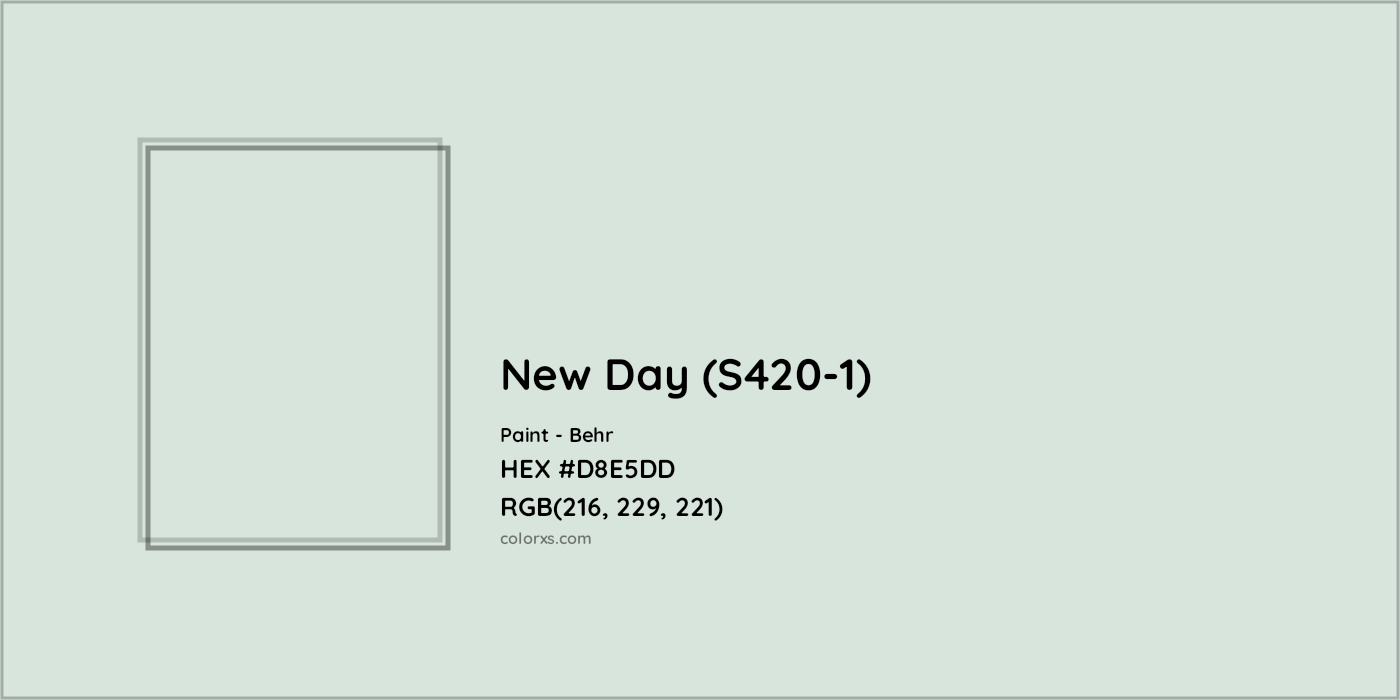 HEX #D8E5DD New Day (S420-1) Paint Behr - Color Code