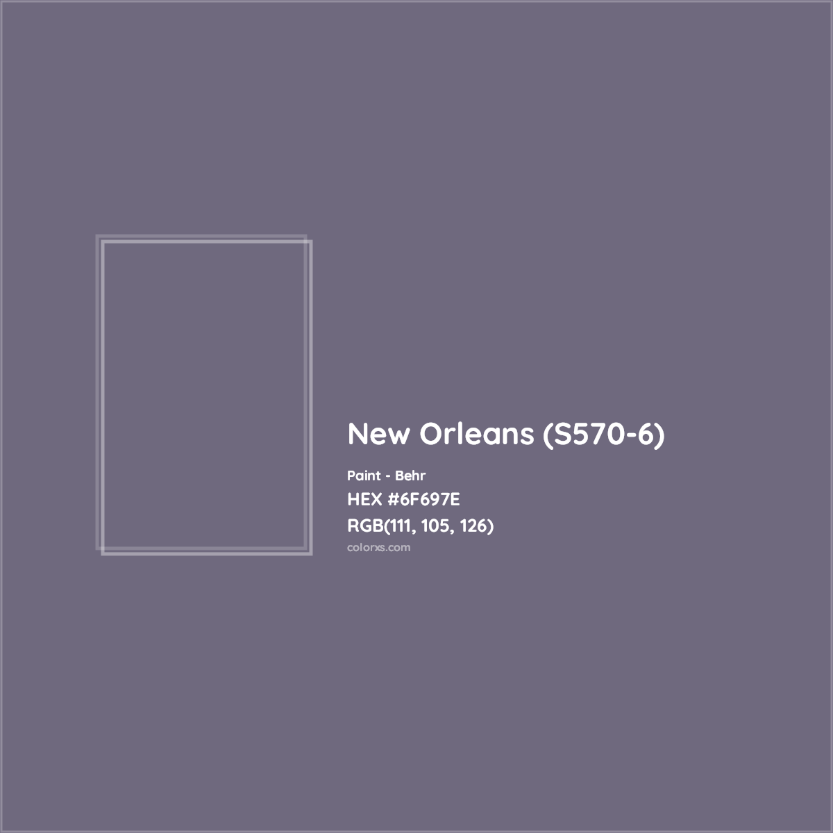 HEX #6F697E New Orleans (S570-6) Paint Behr - Color Code