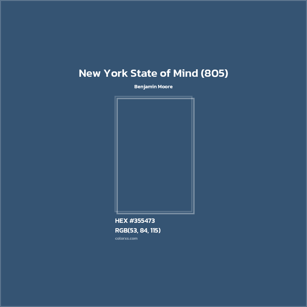 HEX #355473 New York State of Mind (805) Paint Benjamin Moore - Color Code