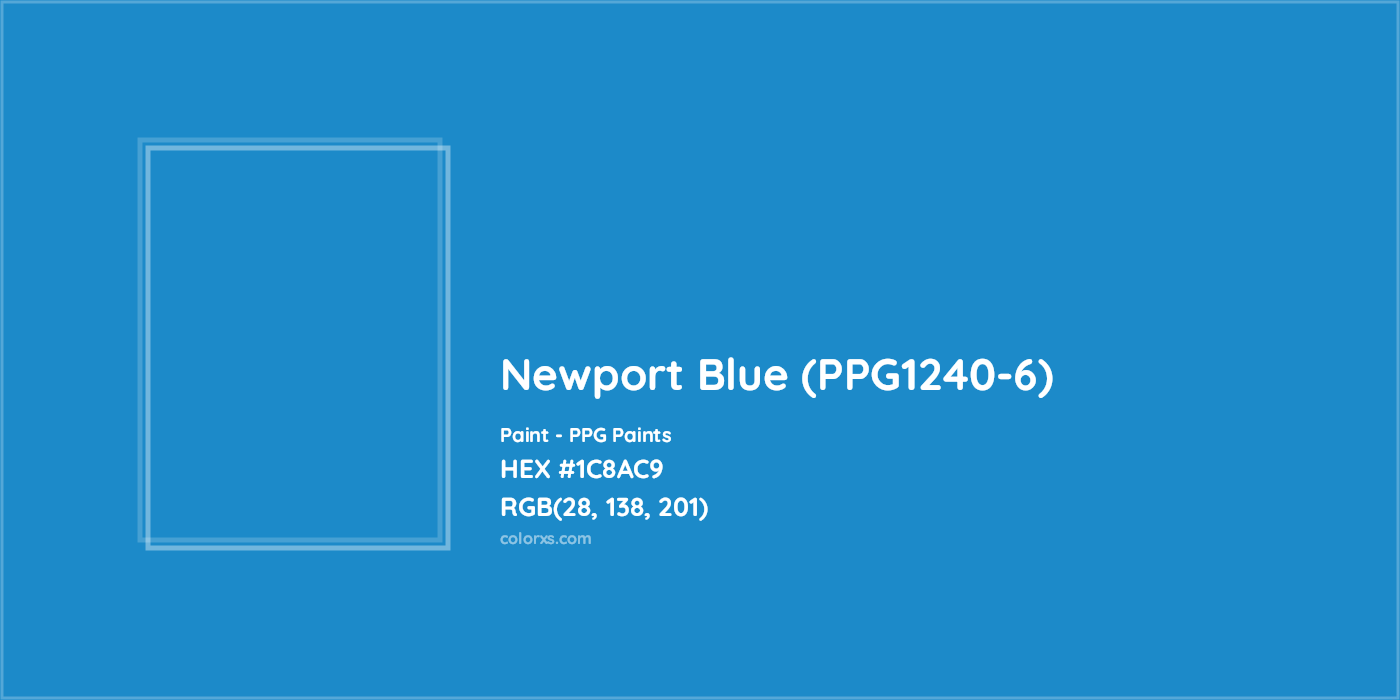 HEX #1C8AC9 Newport Blue (PPG1240-6) Paint PPG Paints - Color Code