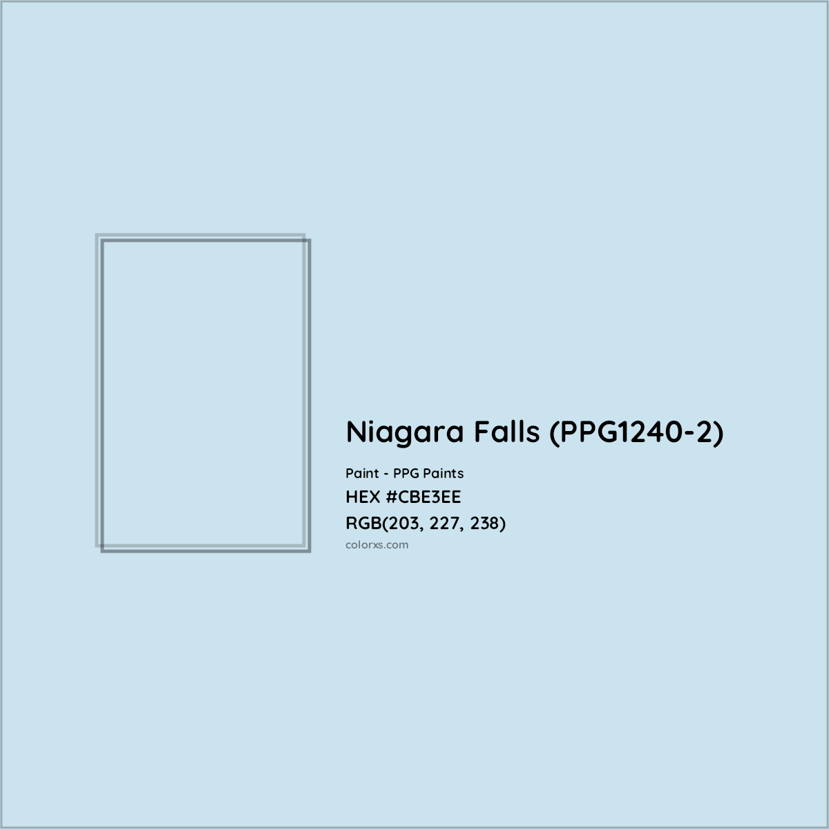 HEX #CBE3EE Niagara Falls (PPG1240-2) Paint PPG Paints - Color Code