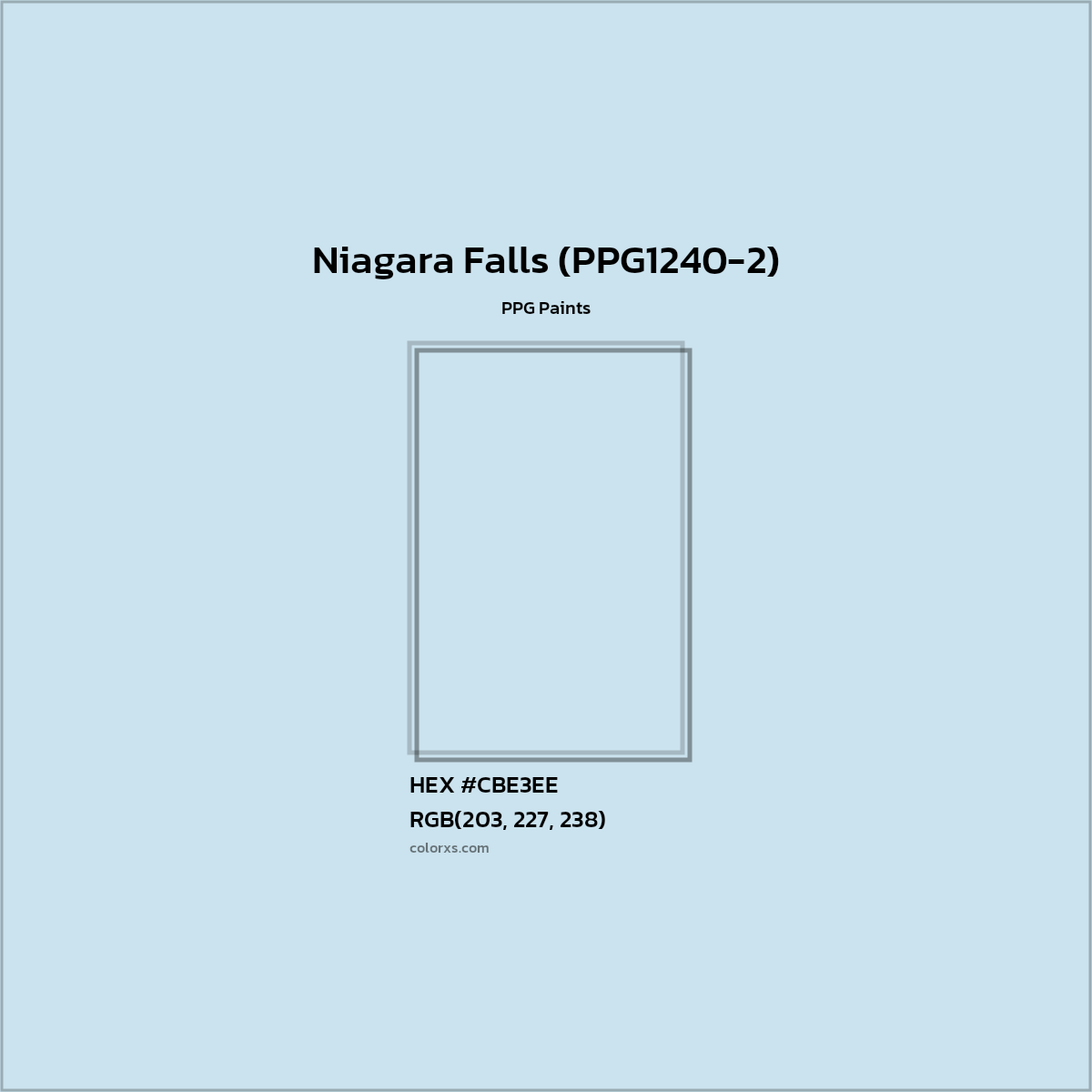 HEX #CBE3EE Niagara Falls (PPG1240-2) Paint PPG Paints - Color Code