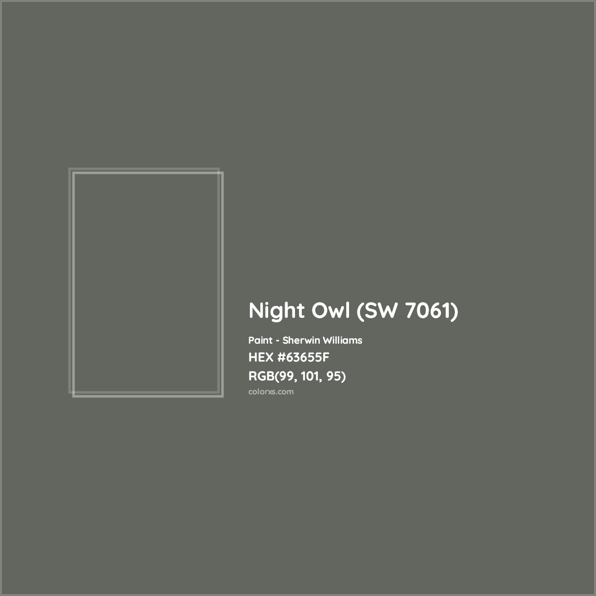 HEX #63655F Night Owl (SW 7061) Paint Sherwin Williams - Color Code