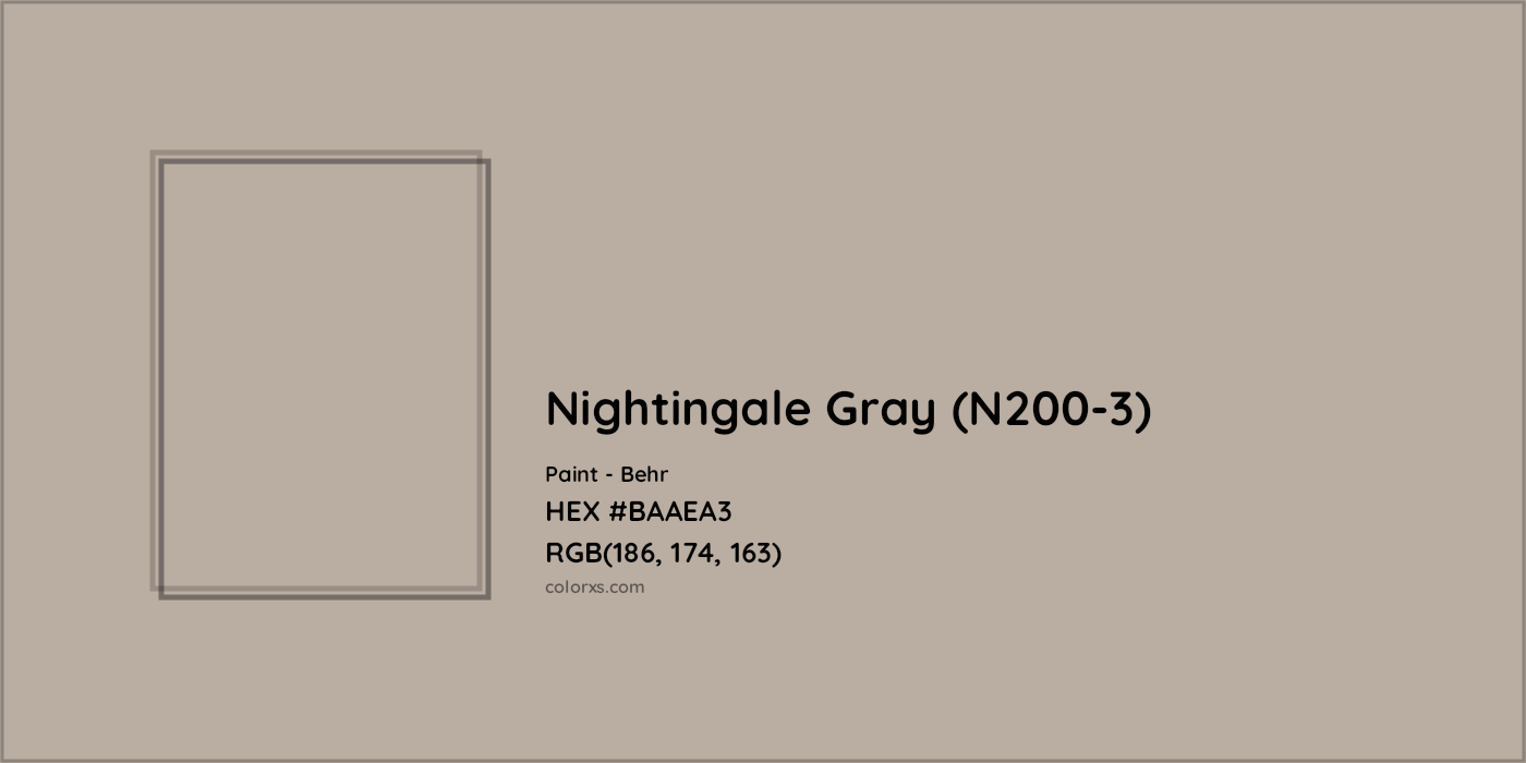 HEX #BAAEA3 Nightingale Gray (N200-3) Paint Behr - Color Code