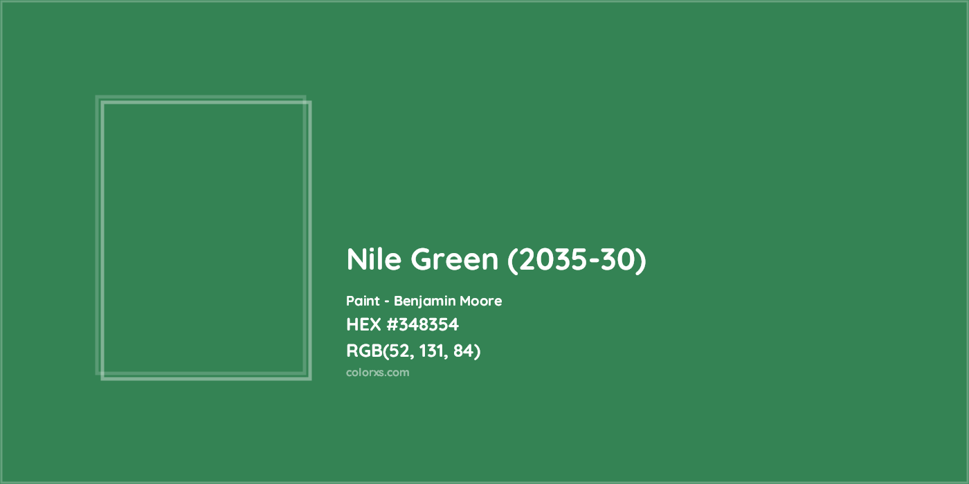 HEX #348354 Nile Green (2035-30) Paint Benjamin Moore - Color Code