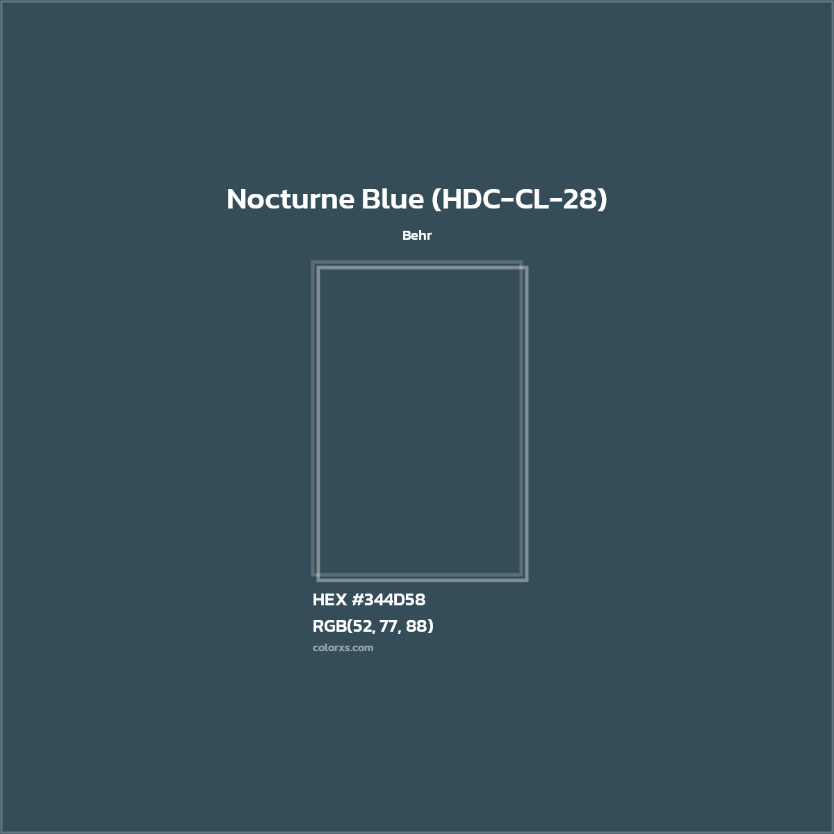 HEX #344D58 Nocturne Blue (HDC-CL-28) Paint Behr - Color Code