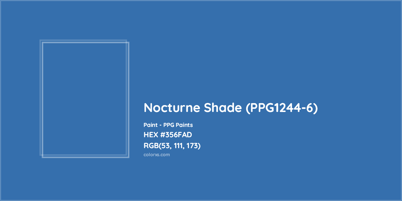 HEX #356FAD Nocturne Shade (PPG1244-6) Paint PPG Paints - Color Code