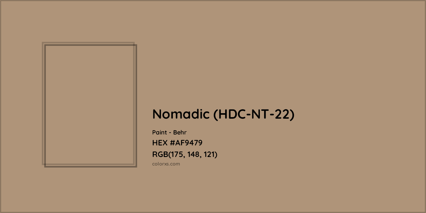 HEX #AF9479 Nomadic (HDC-NT-22) Paint Behr - Color Code