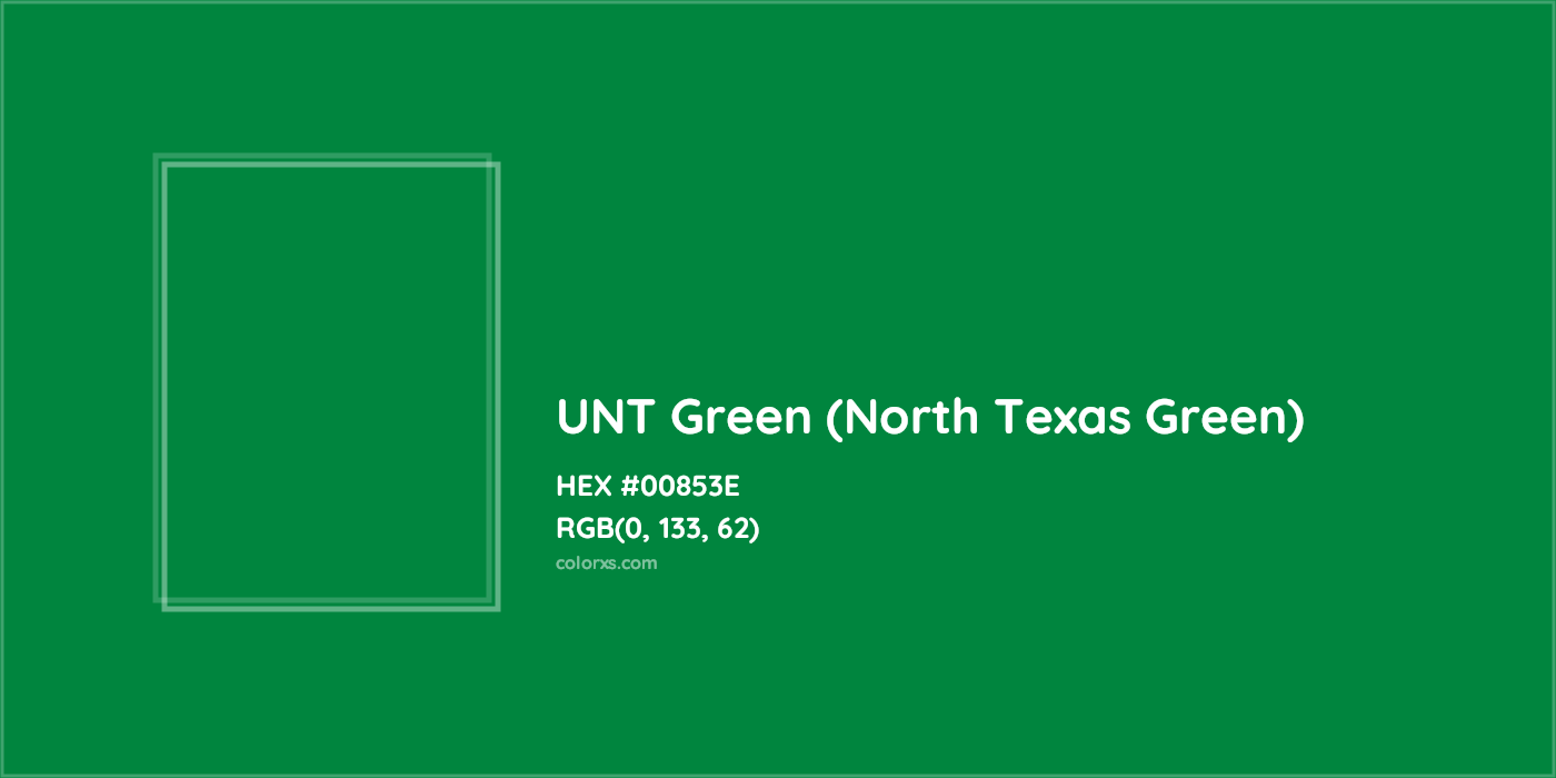 HEX #00853E UNT Green (North Texas Green) Other School - Color Code