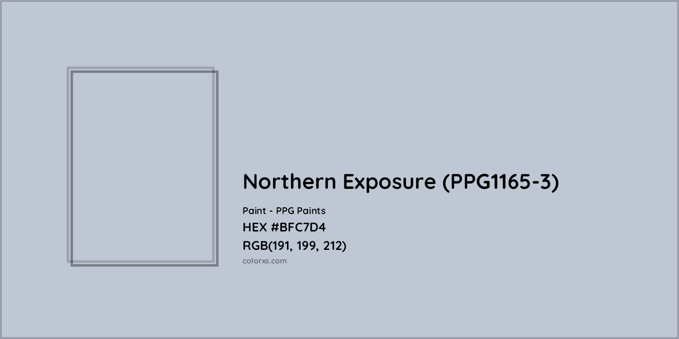 HEX #BFC7D4 Northern Exposure (PPG1165-3) Paint PPG Paints - Color Code