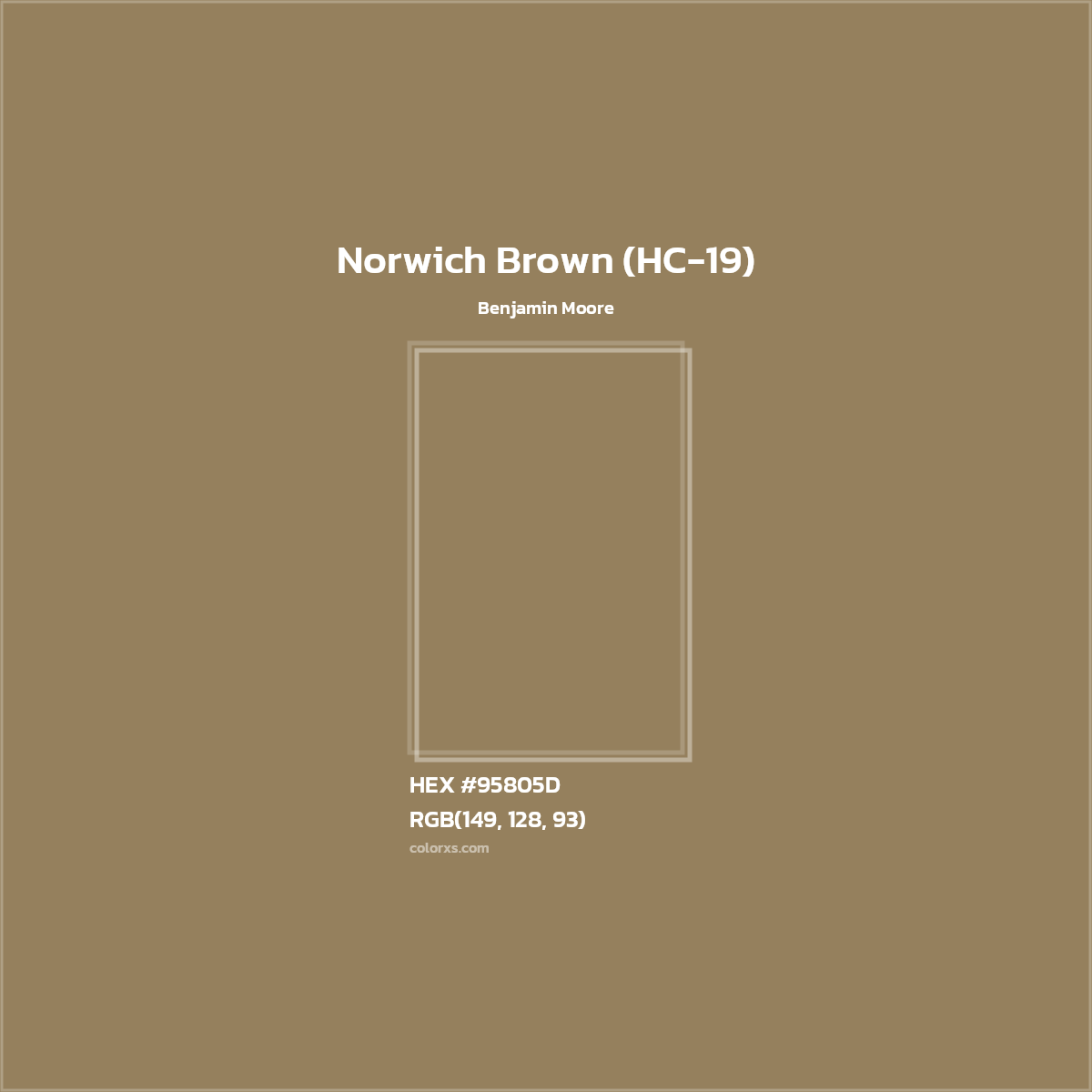 HEX #95805D Norwich Brown (HC-19) Paint Benjamin Moore - Color Code