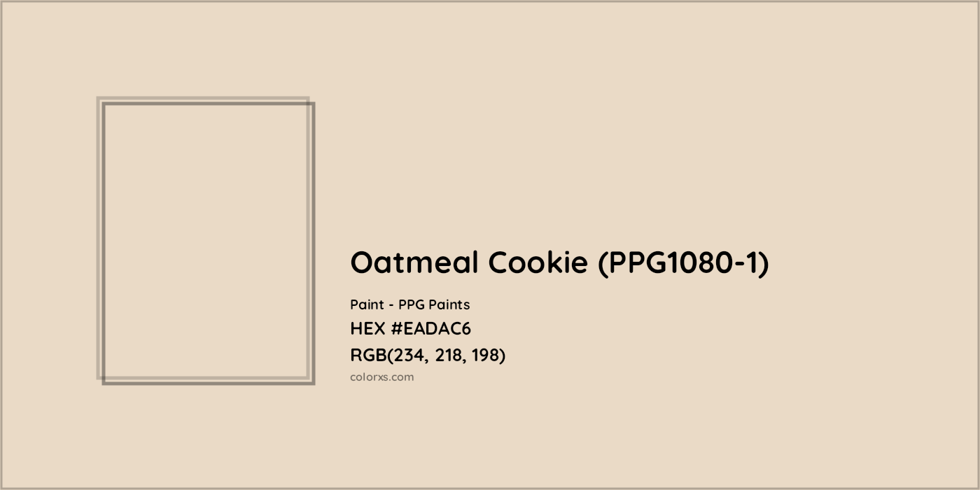 HEX #EADAC6 Oatmeal Cookie (PPG1080-1) Paint PPG Paints - Color Code