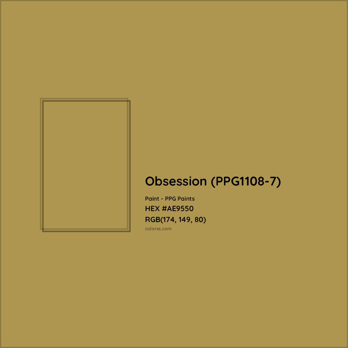 HEX #AE9550 Obsession (PPG1108-7) Paint PPG Paints - Color Code