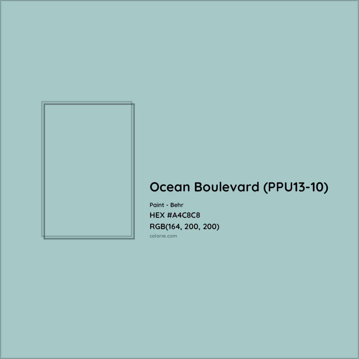 HEX #A4C8C8 Ocean Boulevard (PPU13-10) Paint Behr - Color Code