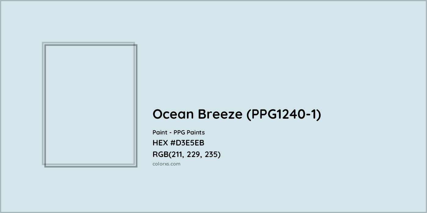 HEX #D3E5EB Ocean Breeze (PPG1240-1) Paint PPG Paints - Color Code