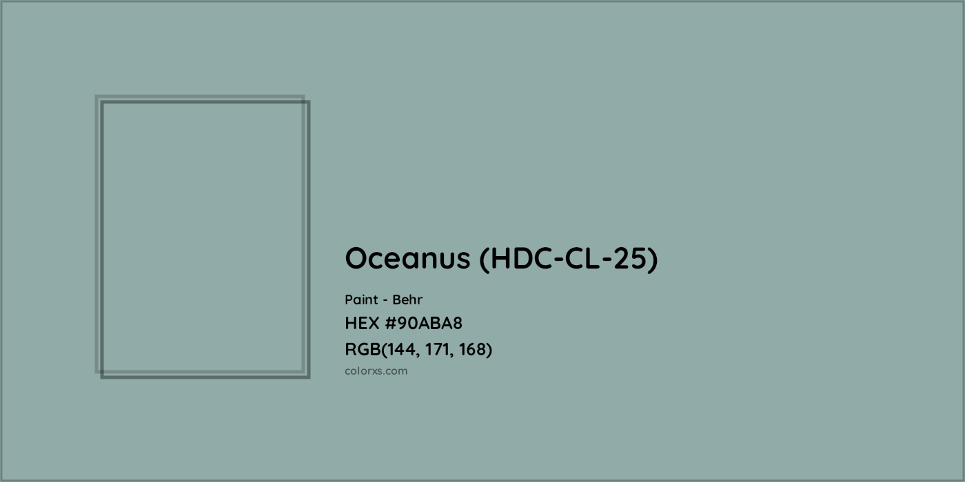HEX #90ABA8 Oceanus (HDC-CL-25) Paint Behr - Color Code