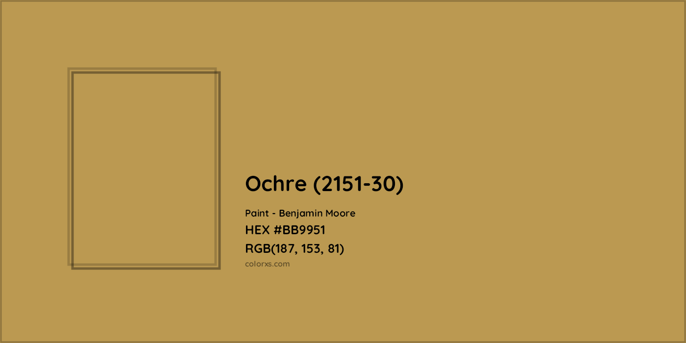 HEX #BB9951 Ochre (2151-30) Paint Benjamin Moore - Color Code