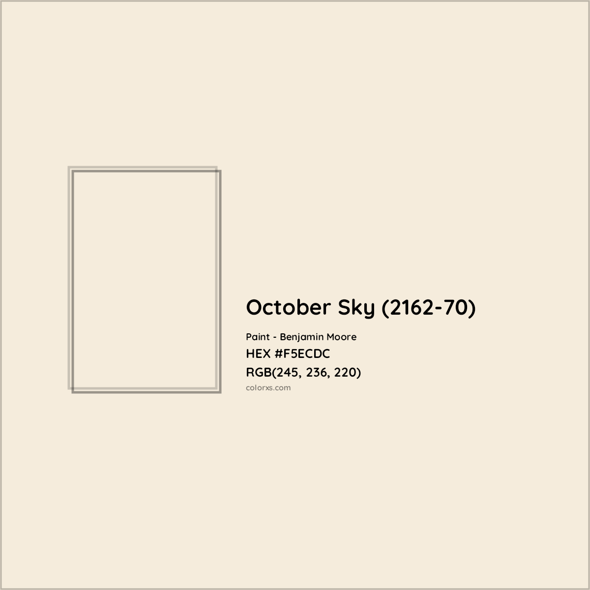 HEX #F5ECDC October Sky (2162-70) Paint Benjamin Moore - Color Code