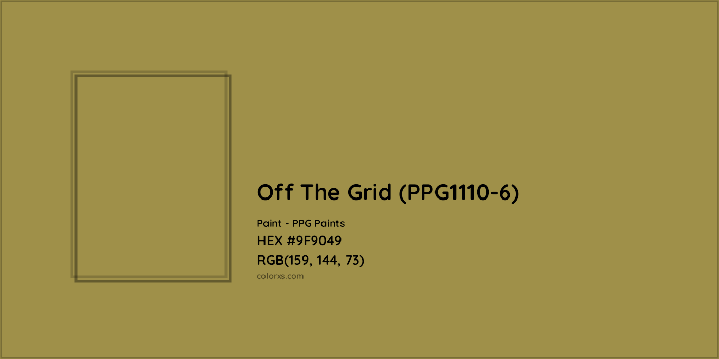 HEX #9F9049 Off The Grid (PPG1110-6) Paint PPG Paints - Color Code