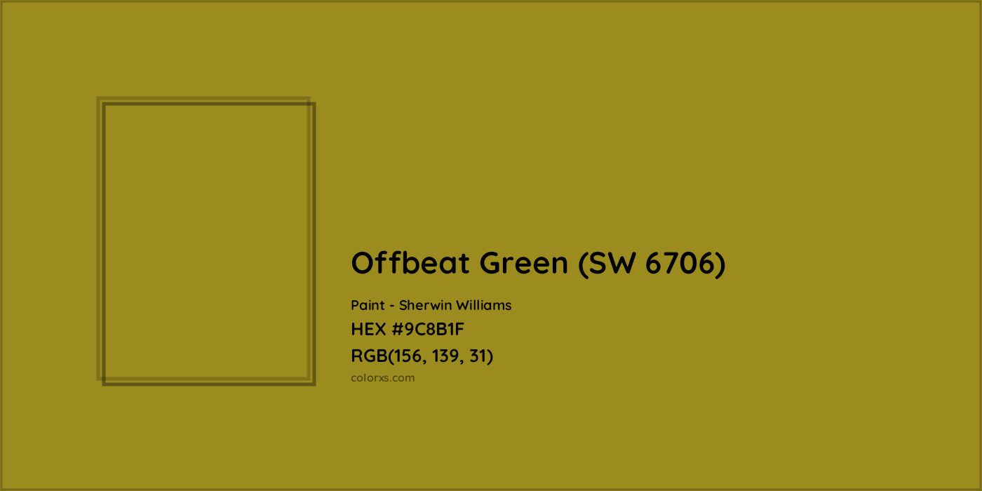 HEX #9C8B1F Offbeat Green (SW 6706) Paint Sherwin Williams - Color Code