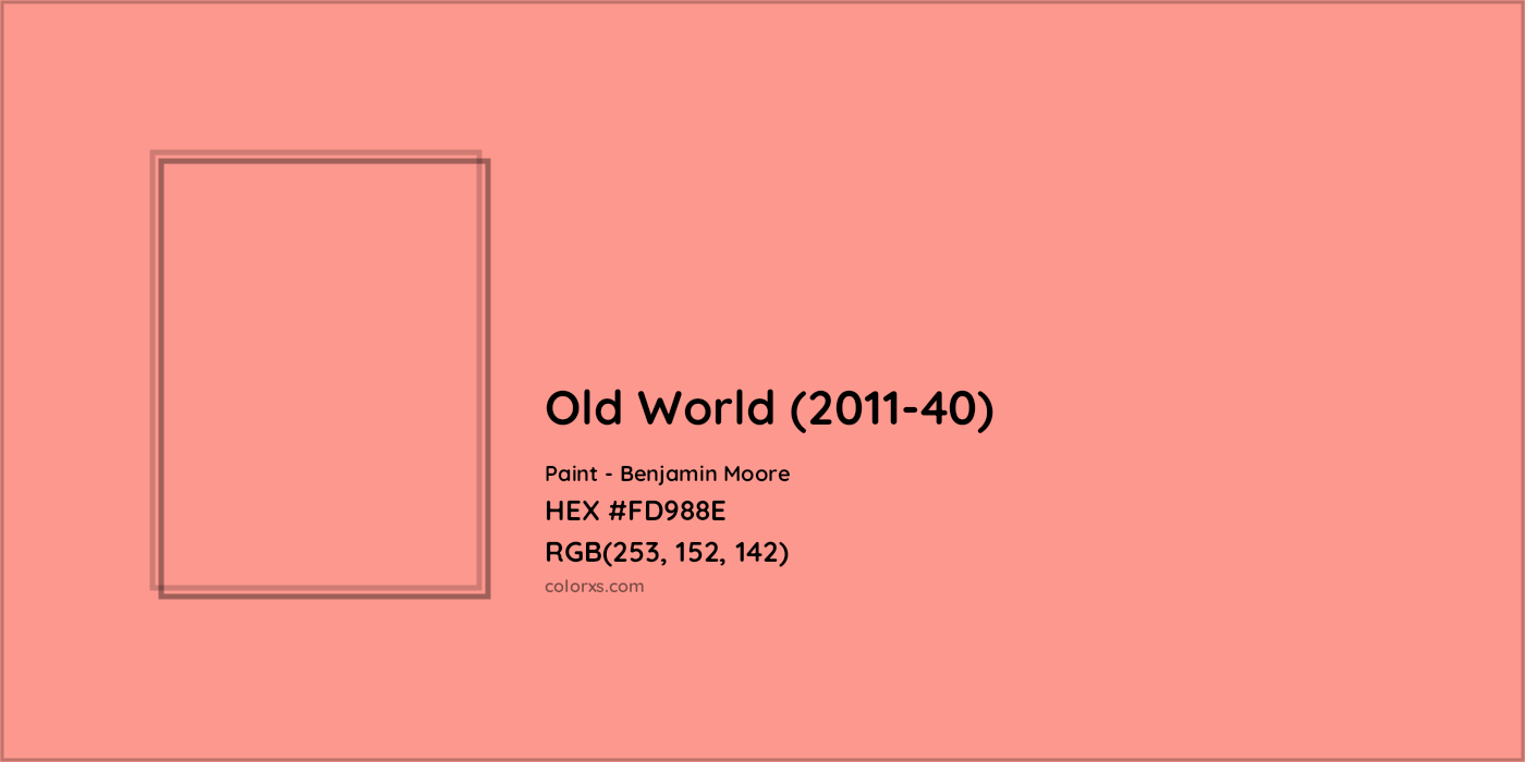 HEX #FD988E Old World (2011-40) Paint Benjamin Moore - Color Code