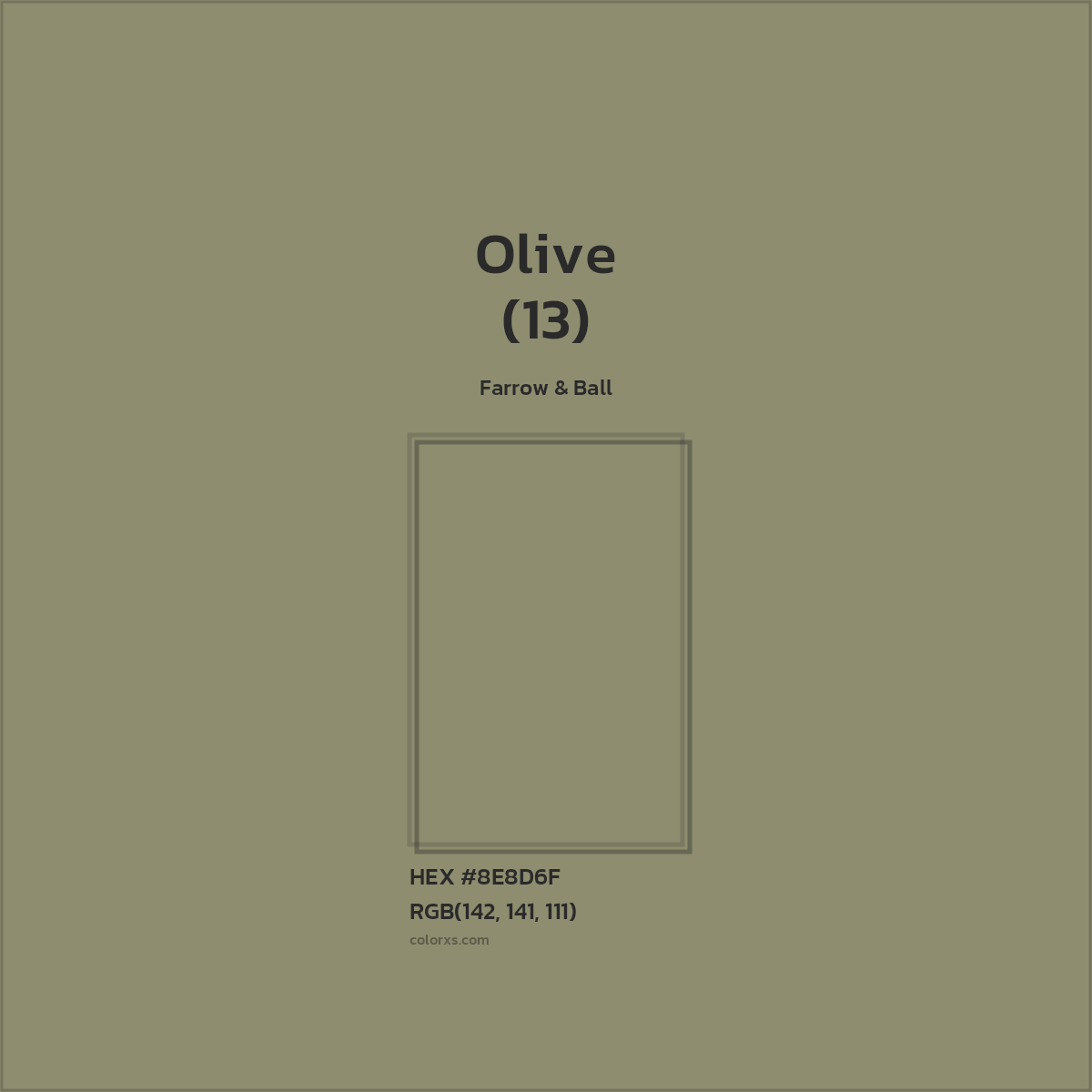 HEX #8E8D6F Olive (13) Paint Farrow & Ball - Color Code