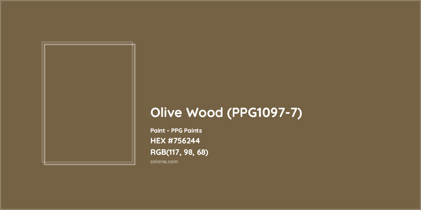 HEX #756244 Olive Wood (PPG1097-7) Paint PPG Paints - Color Code