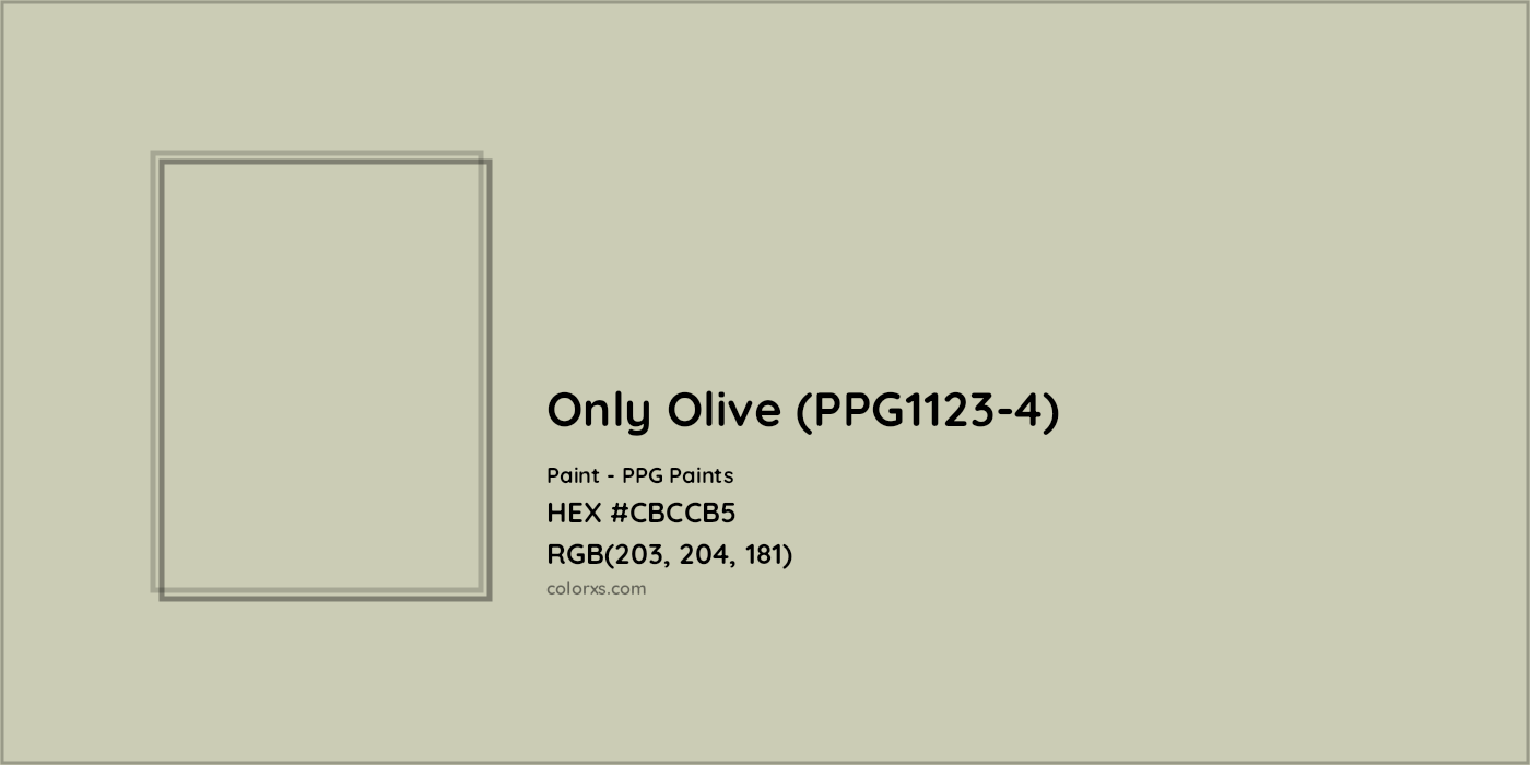 HEX #CBCCB5 Only Olive (PPG1123-4) Paint PPG Paints - Color Code