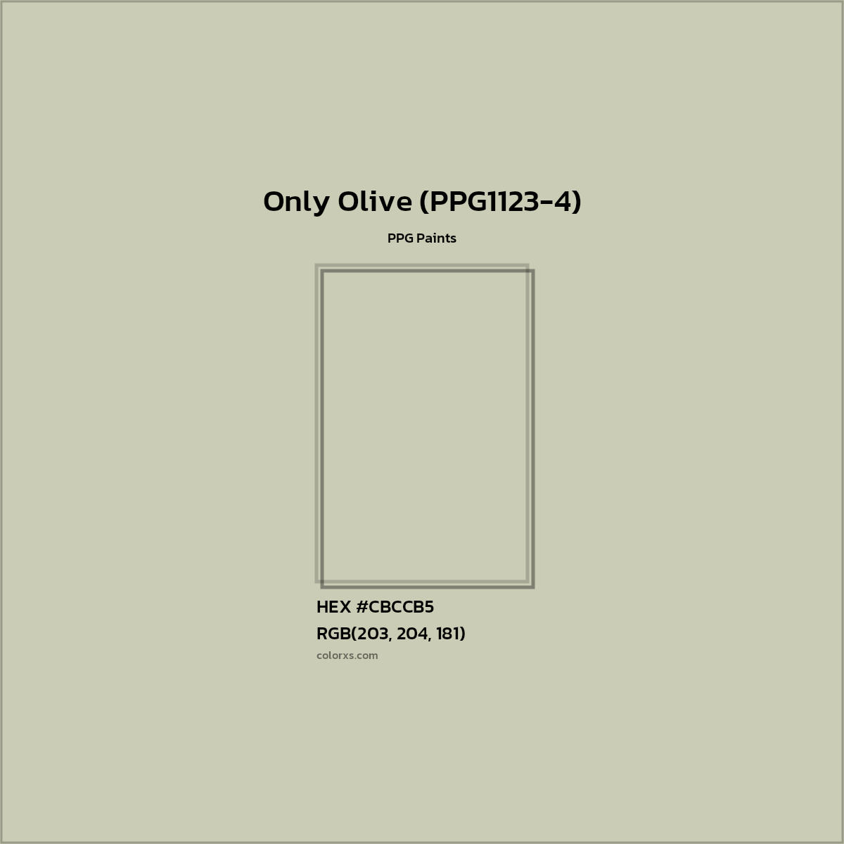 HEX #CBCCB5 Only Olive (PPG1123-4) Paint PPG Paints - Color Code