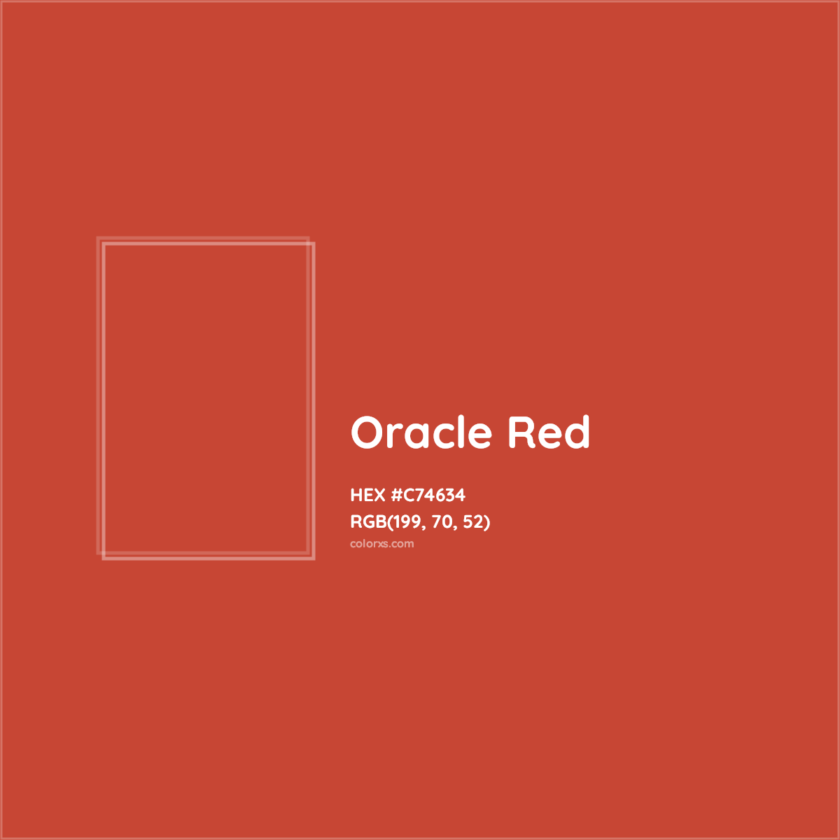 HEX #C74634 Oracle Red Other Brand - Color Code