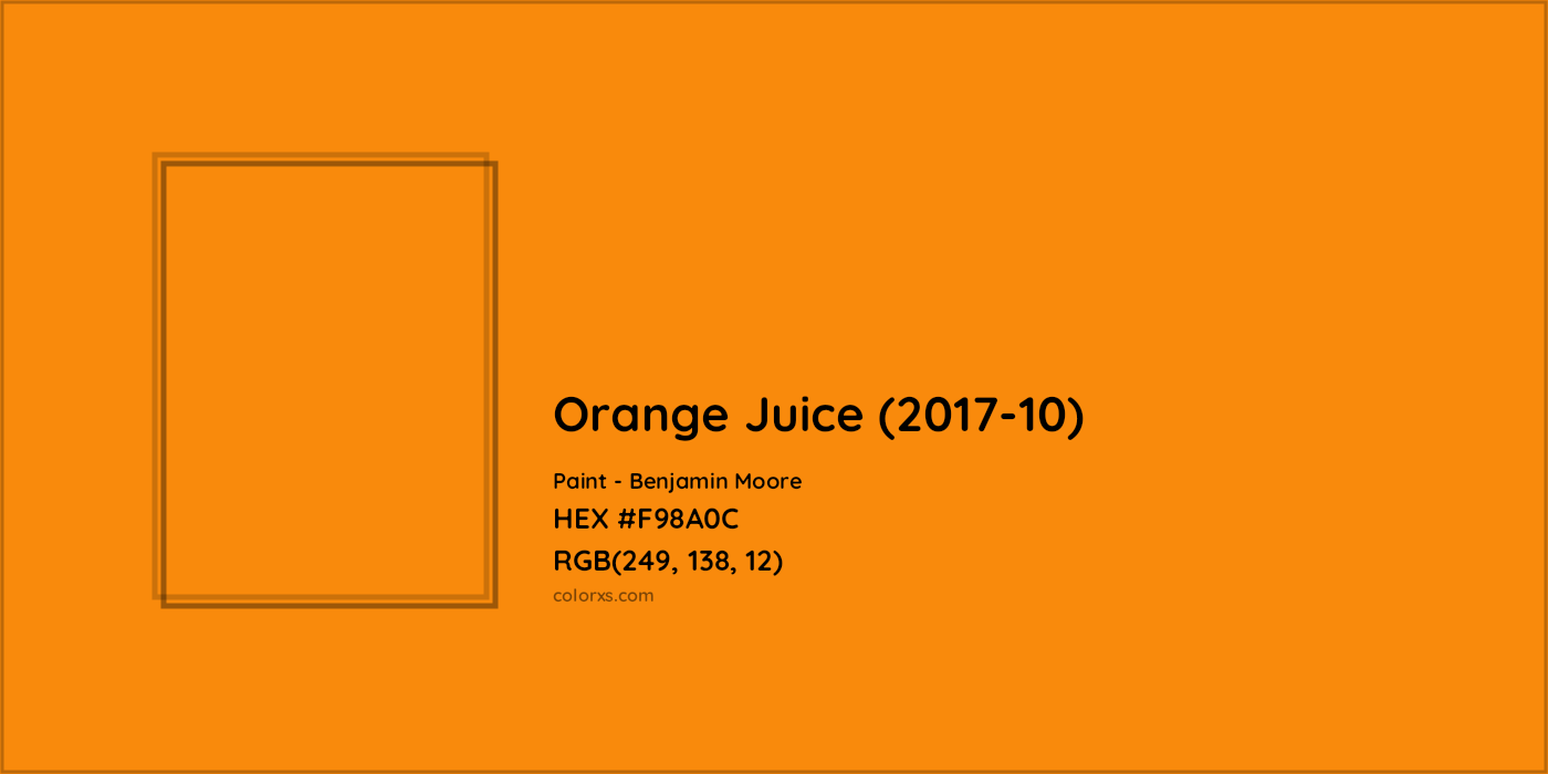 HEX #F98A0C Orange Juice (2017-10) Paint Benjamin Moore - Color Code