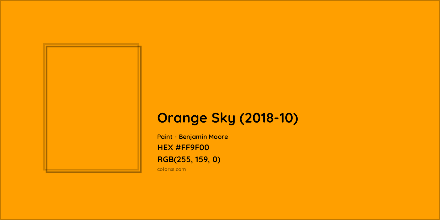 HEX #FF9F00 Orange Sky (2018-10) Paint Benjamin Moore - Color Code