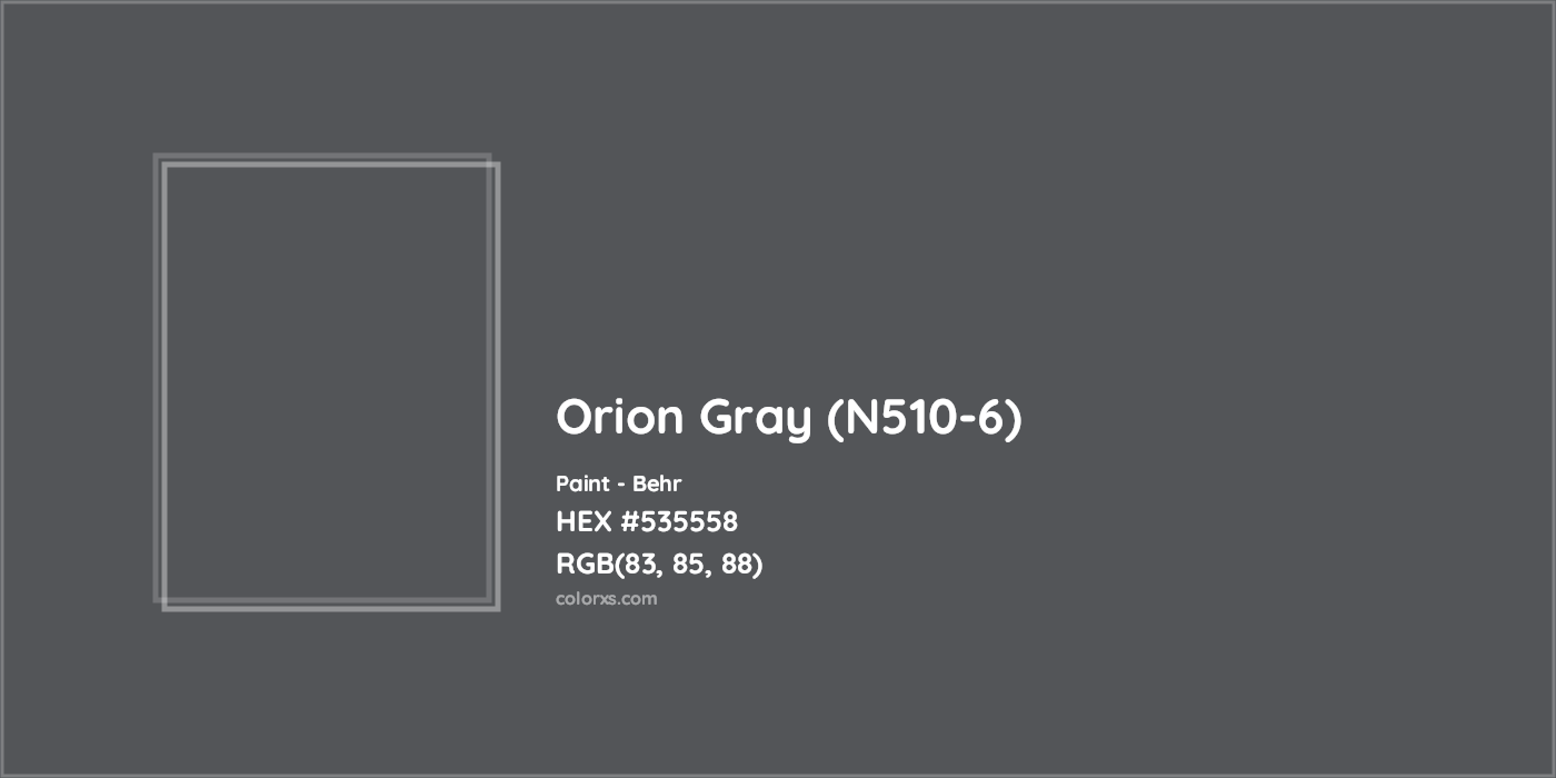 HEX #535558 Orion Gray (N510-6) Paint Behr - Color Code
