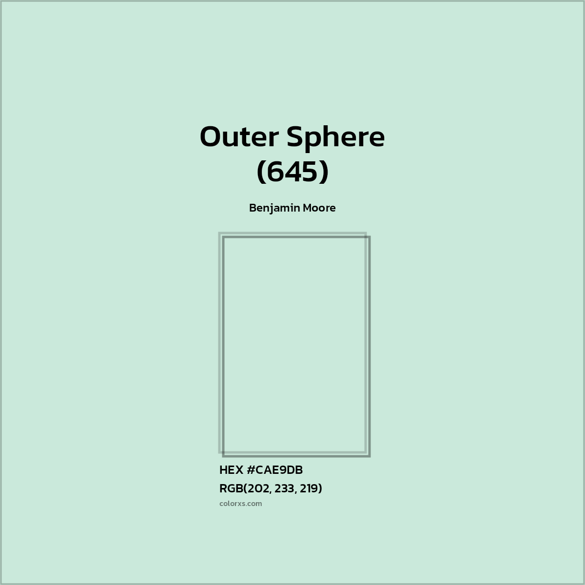 HEX #CAE9DB Outer Sphere (645) Paint Benjamin Moore - Color Code
