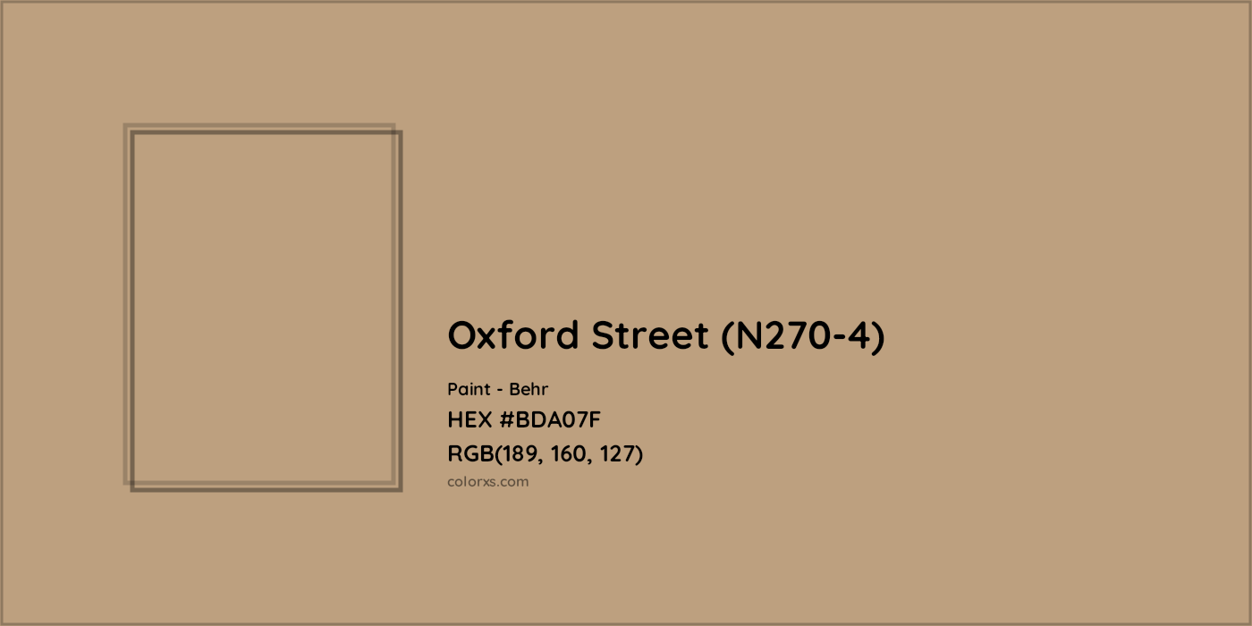 HEX #BDA07F Oxford Street (N270-4) Paint Behr - Color Code