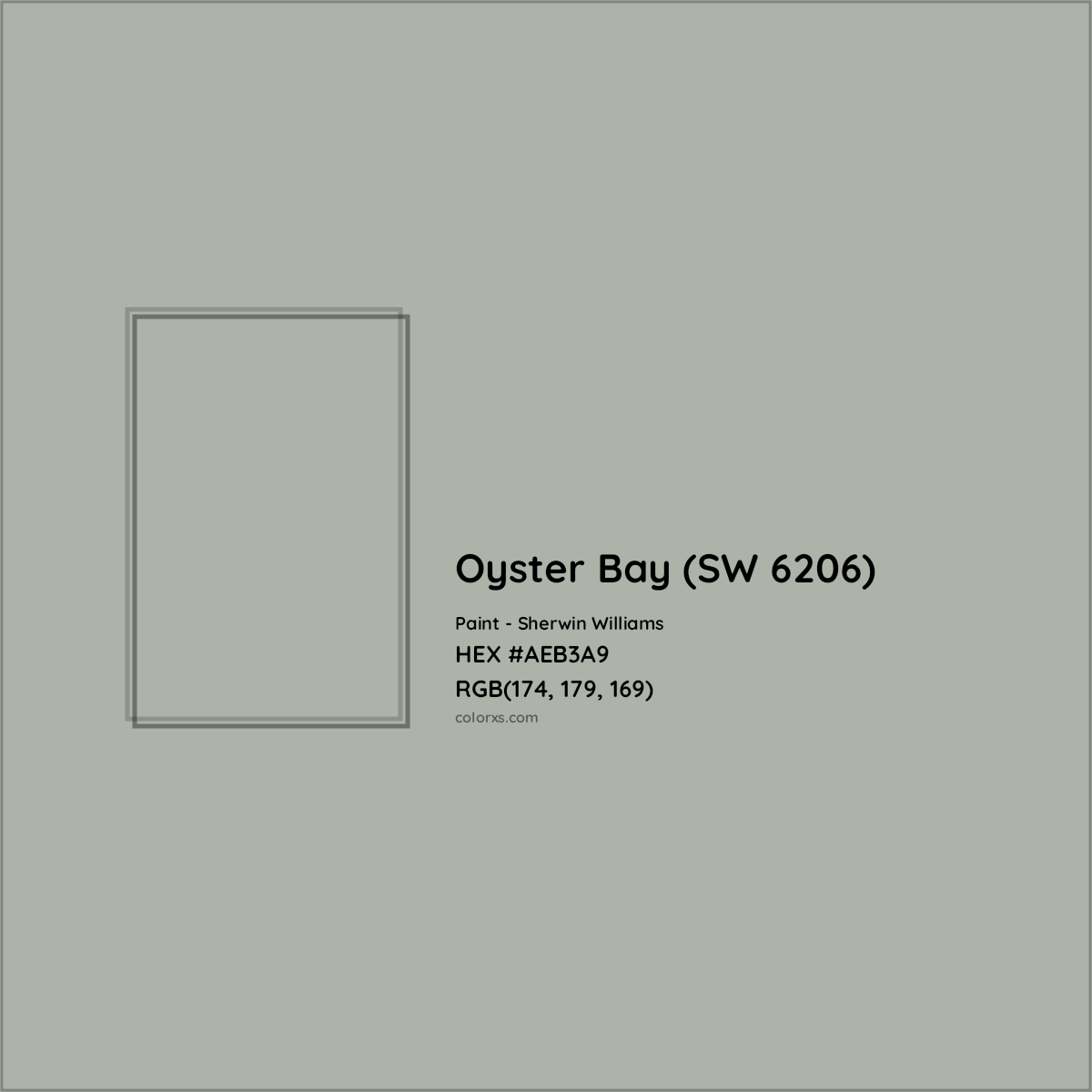 HEX #AEB3A9 Oyster Bay (SW 6206) Paint Sherwin Williams - Color Code