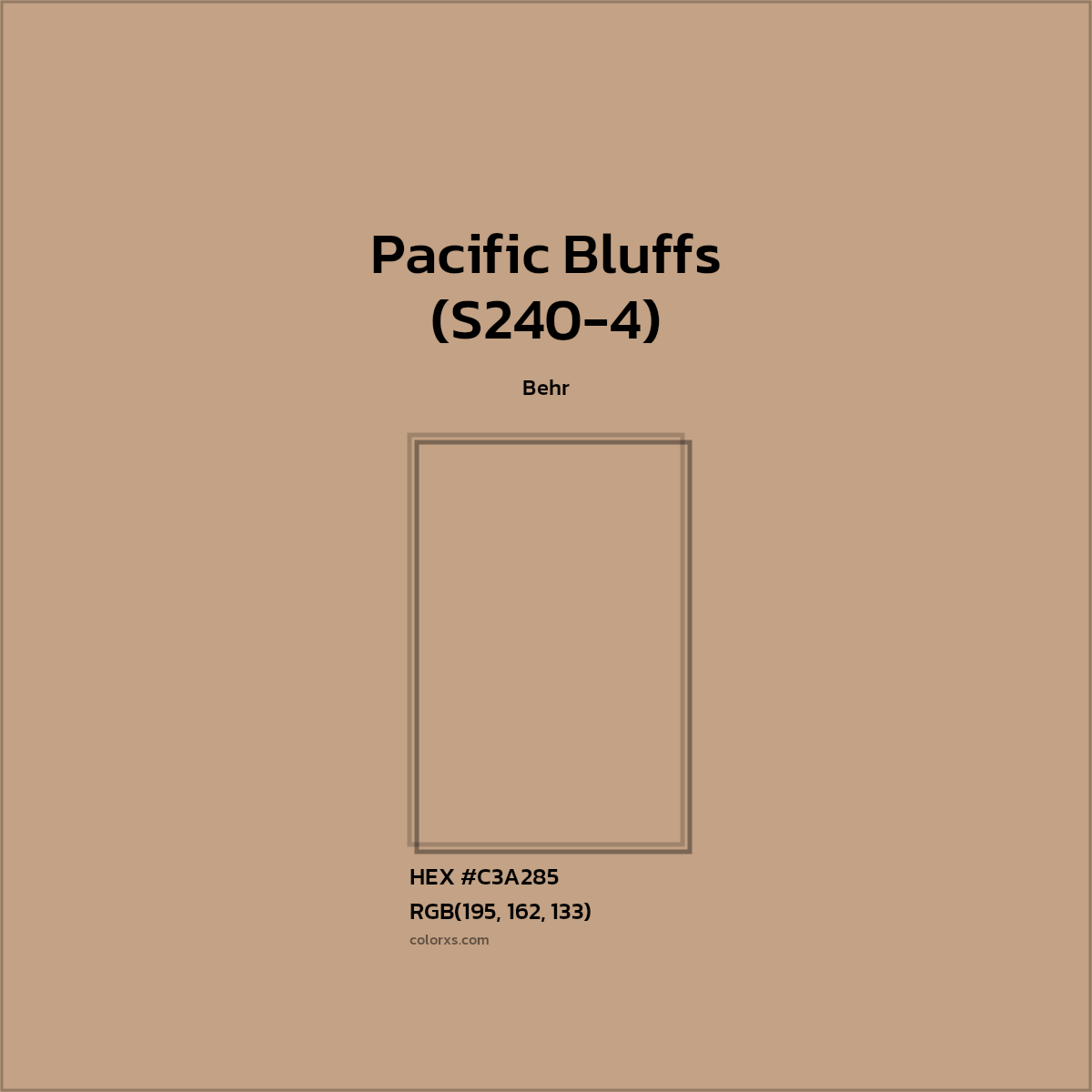 HEX #C3A285 Pacific Bluffs (S240-4) Paint Behr - Color Code