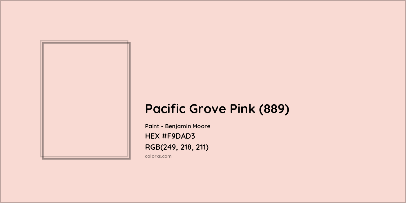 HEX #F9DAD3 Pacific Grove Pink (889) Paint Benjamin Moore - Color Code