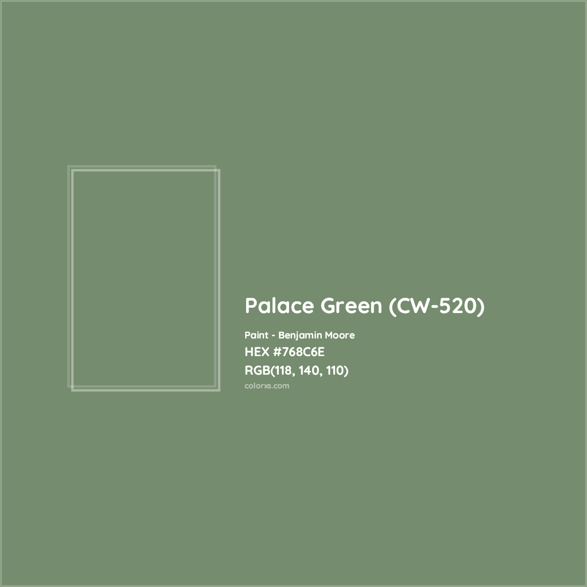 HEX #768C6E Palace Green (CW-520) Paint Benjamin Moore - Color Code
