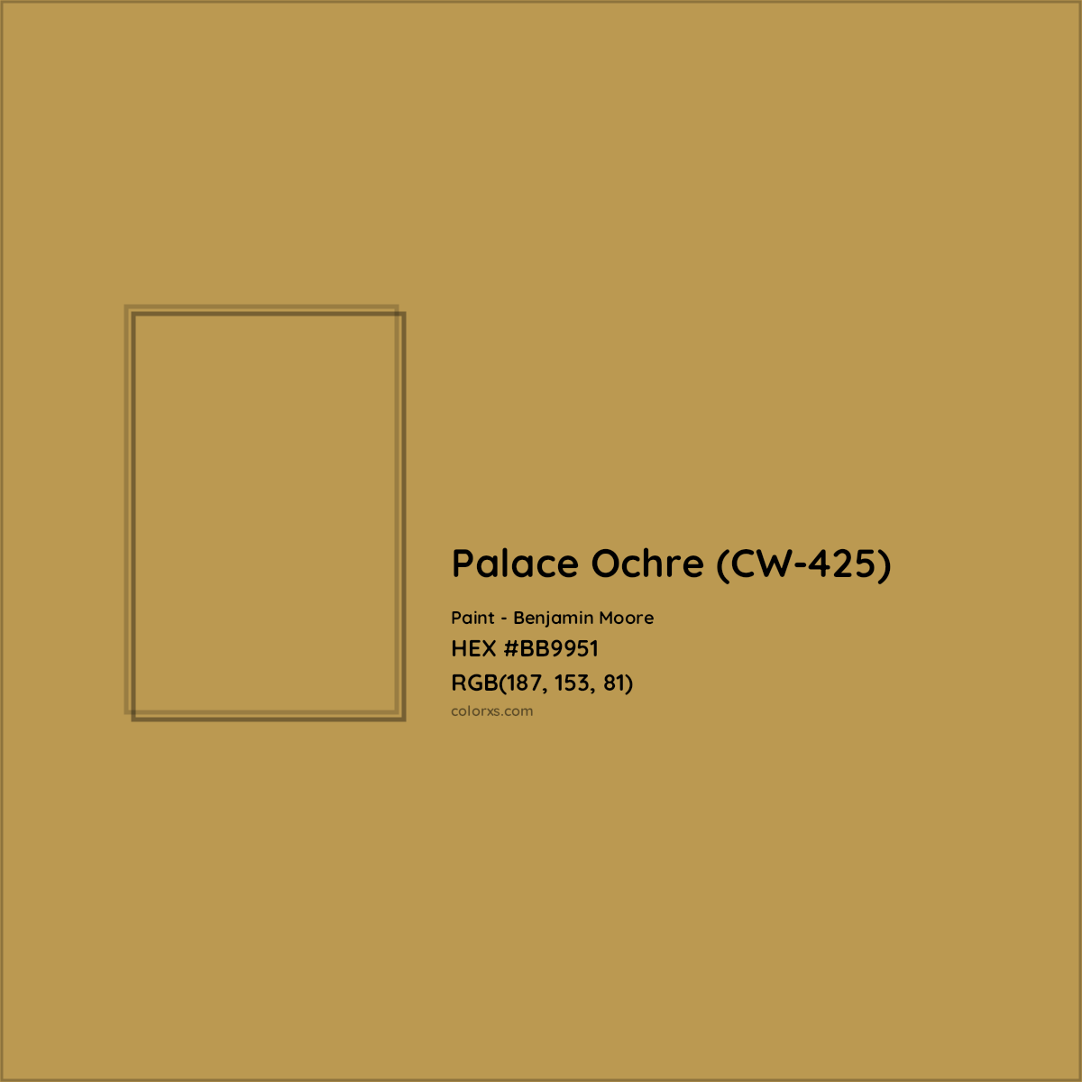 HEX #BB9951 Palace Ochre (CW-425) Paint Benjamin Moore - Color Code