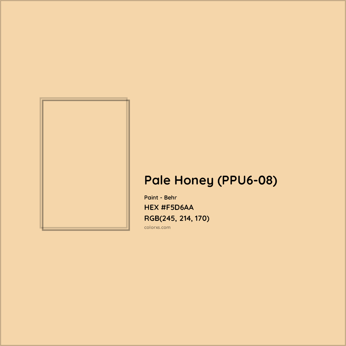 HEX #F5D6AA Pale Honey (PPU6-08) Paint Behr - Color Code
