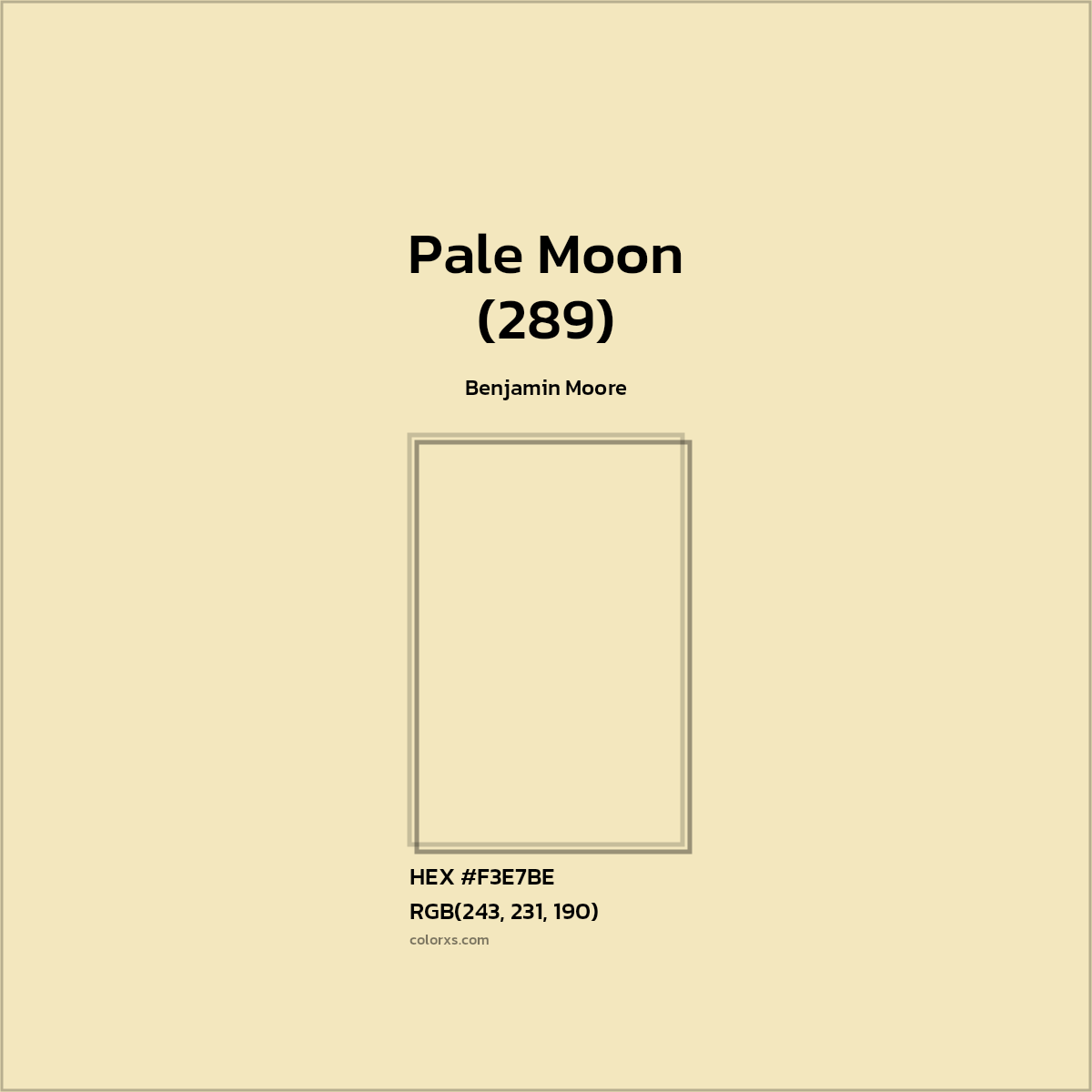 HEX #F3E7BE Pale Moon (289) Paint Benjamin Moore - Color Code