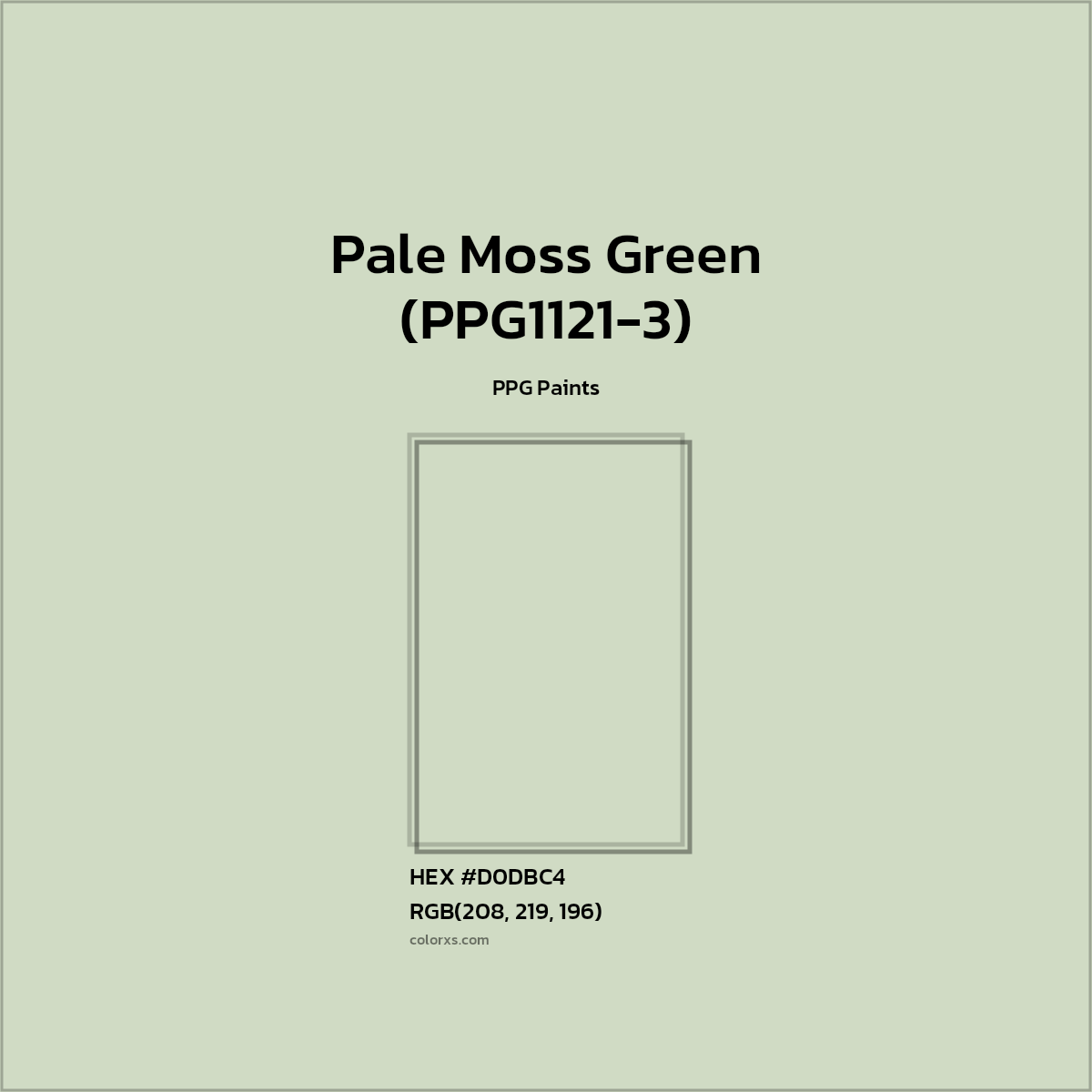 HEX #D0DBC4 Pale Moss Green (PPG1121-3) Paint PPG Paints - Color Code