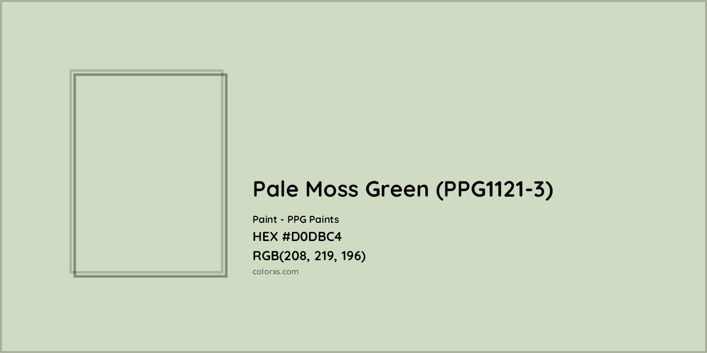 HEX #D0DBC4 Pale Moss Green (PPG1121-3) Paint PPG Paints - Color Code