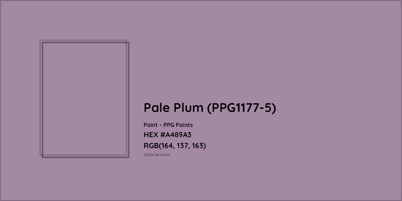 HEX #A489A3 Pale Plum (PPG1177-5) Paint PPG Paints - Color Code