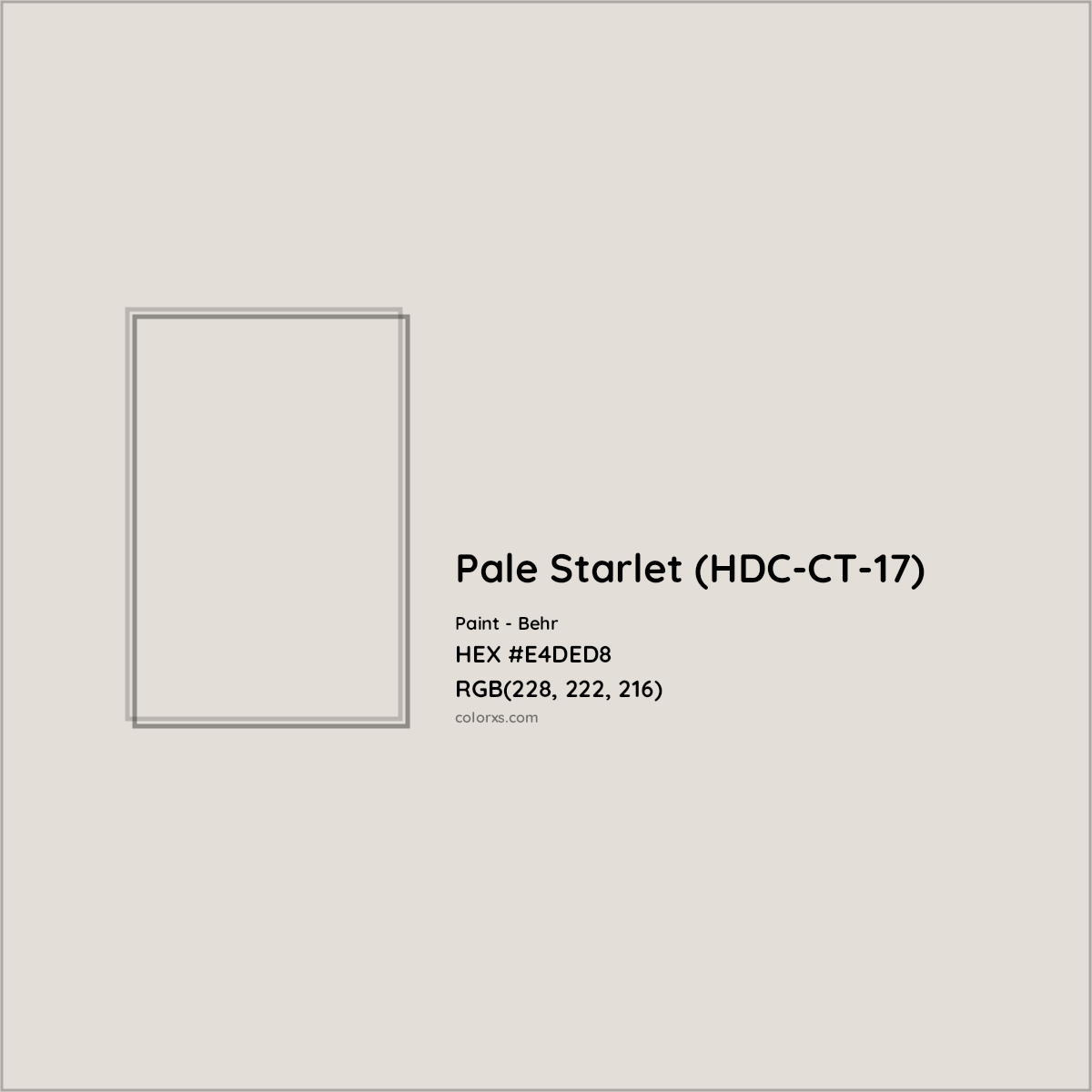 HEX #E4DED8 Pale Starlet (HDC-CT-17) Paint Behr - Color Code