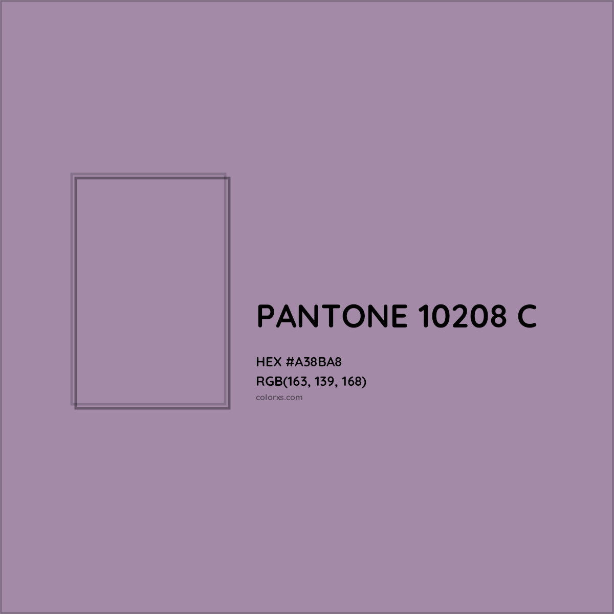 HEX #A38BA8 PANTONE 10208 C CMS Pantone PMS - Color Code